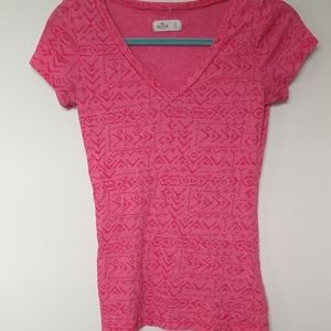 Teen Pink pattern V-neck XS
